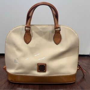 Dooney & Bourke Two-Tone Cream and Caramel Zip Zip Satchel